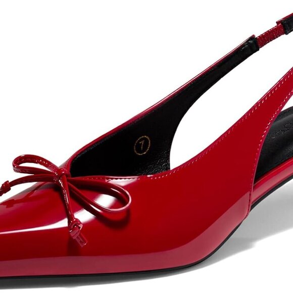 Shoes - Women's Synthetic Slingback Kitten Heel Shoes 1.61in Bow Tie Office Dress